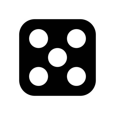 Bir zar ile sayı beş görünür tarafında. Simge casino oyunları. Beyaz arka planda siyah simgesi