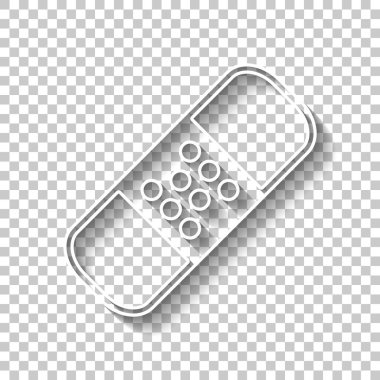 Tıbbi yama, basit simgesi. Gölge şeffaf arka plan üzerinde beyaz anahat işaretiyle