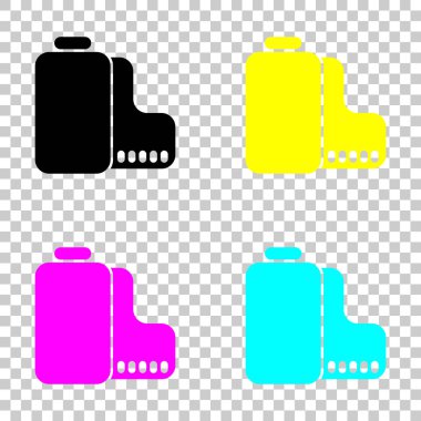 Kamera rulo simgesi. Fotoğraf veya video şeridi. Cmyk simgeleri şeffaf arka plan üzerinde renkli dizi