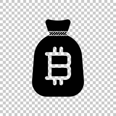 Para çantası ile bitcoin. Tam paran simgesi. Saydam arka plan üzerinde.