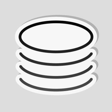 Veritabanı simgesi. Basit doğrusal sembol, ince anahat. Etiket tarzı ile beyaz ve gri arka plan üzerinde basit gölge