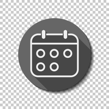 Basit takvimi, lineer, ince anahat. düz simgesi, uzun gölge, daire, şeffaf ızgara. Rozet veya etiket stili