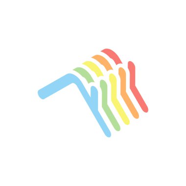 Evin çatısı. Basit doğrusal simgesi. Bir çizgi stili. Beyaz arka plan üzerinde renkli izometrik simgeler yığını