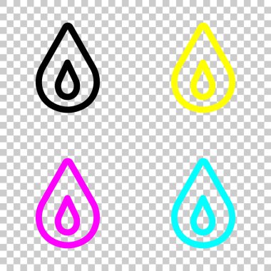 alev ateş. basit siluet. Cmyk simgeleri şeffaf arka plan üzerinde renkli dizi