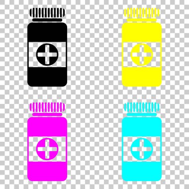 Banka hapları simgesi. Cmyk simgeleri şeffaf arka plan üzerinde renkli dizi.