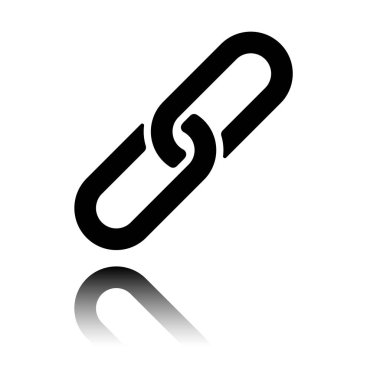 Bağlantı simgesini. Köprü zinciri sembolü. Basit simgesi. Siyah beyaz arka plan ayna yansıması simgesiyle