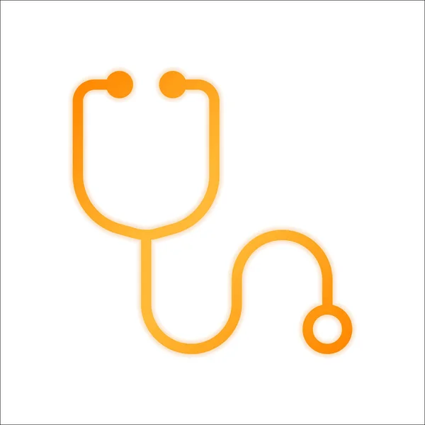 Einfaches Stethoskop Symbol Lineare Dünne Umrisse Orangefarbenes Schild Mit Wenig — Stockvektor