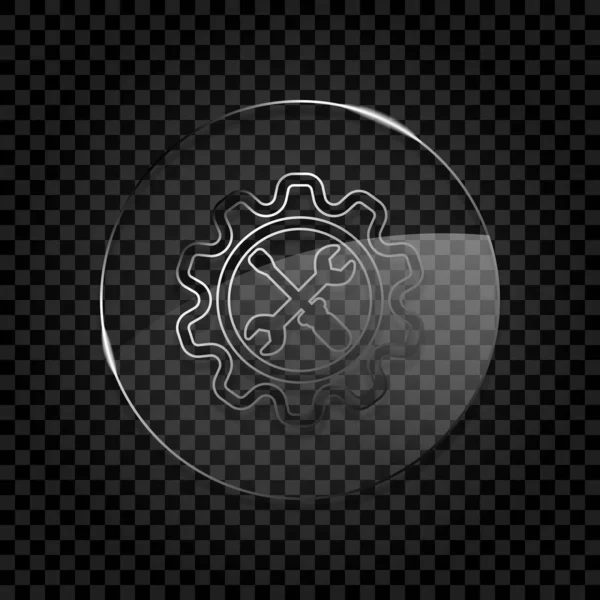 Курок Викрутка Передачі Піктограма Кругової Скляної Бульбашки Темній Прозорій Сітці — стоковий вектор