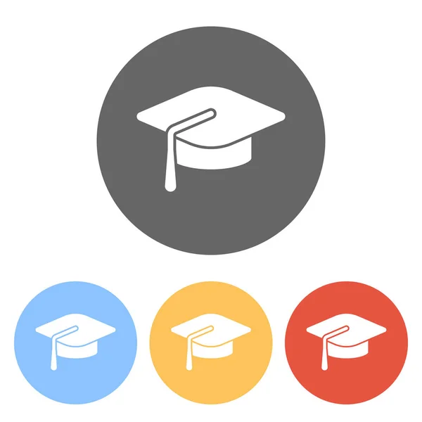 毕业帽 教育图标 彩色圆圈上的一组白色图标 — 图库矢量图片