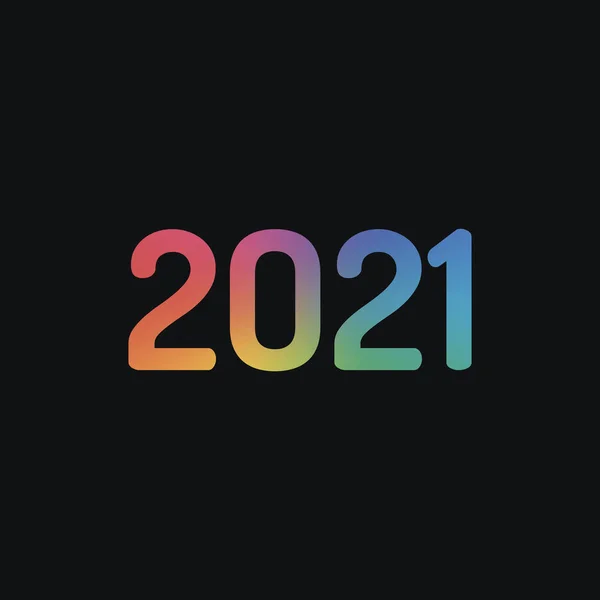 Иконка Номера 2021 Новым Годом Цвет Радуги Темный Фон — стоковый вектор
