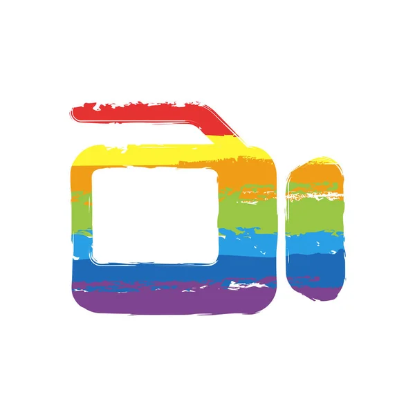 Videocamera Con Schermo Disegno Segno Con Stile Lgbt Sette Colori — Vettoriale Stock