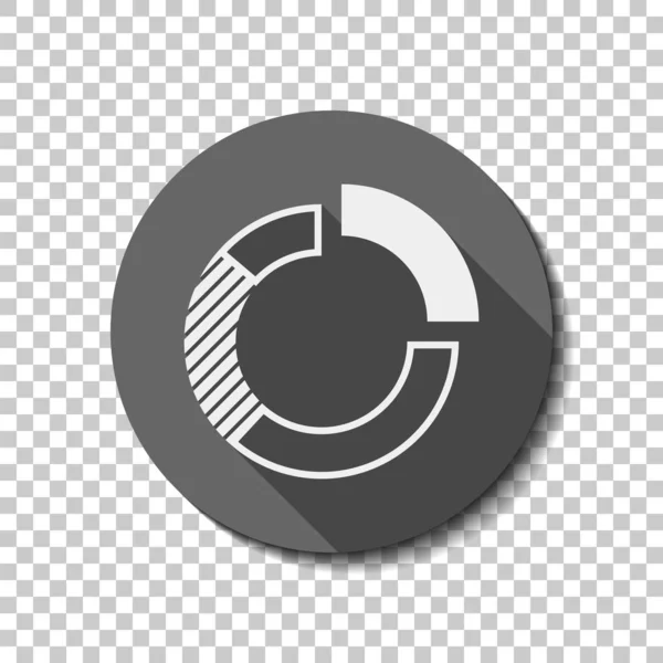 Значок Диаграммы Бизнеса Плоский Значок Длинная Тень Круг Прозрачная Сетка — стоковый вектор