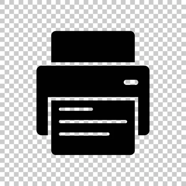 Drucker Und Papier Schwarzes Symbol Auf Transparentem Hintergrund — Stockvektor
