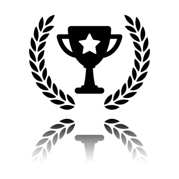 Champions Cup Laurel Wreath Star Simple Icon Black Icon Mirror — Stock Vector