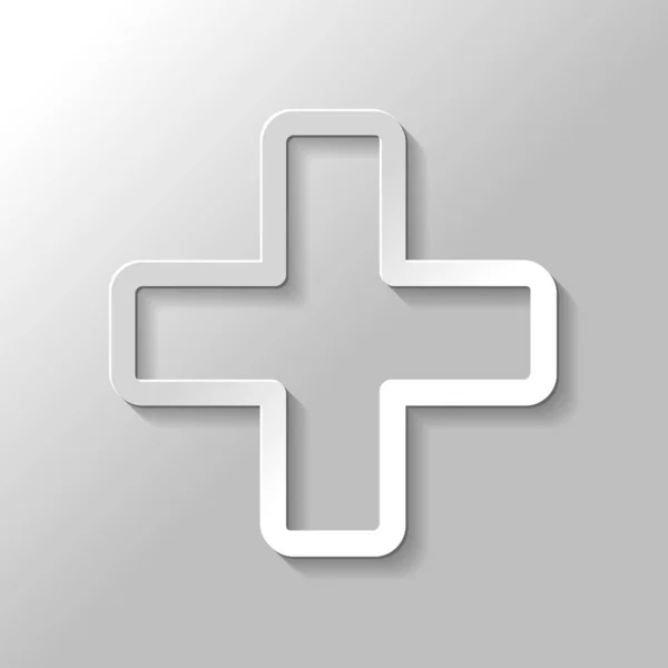 Icône Croix Médicale Style Papier Avec Ombre Sur Fond Gris — Image vectorielle