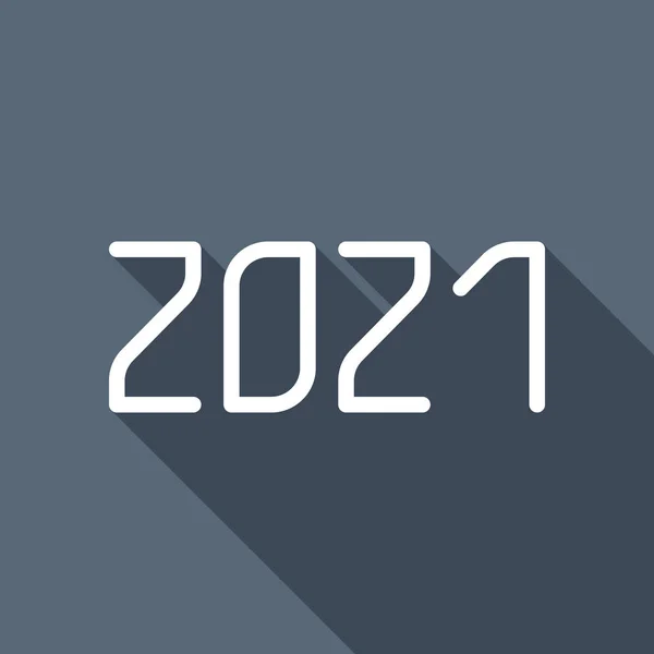 Ícone Número 2021 Feliz Ano Novo Ícone Plano Branco Com — Vetor de Stock