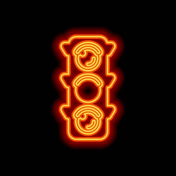 Verkeerslichtpictogram Teken Van Wacht Geel Klaar Oranje Neon Stijl Zwarte — Stockvector