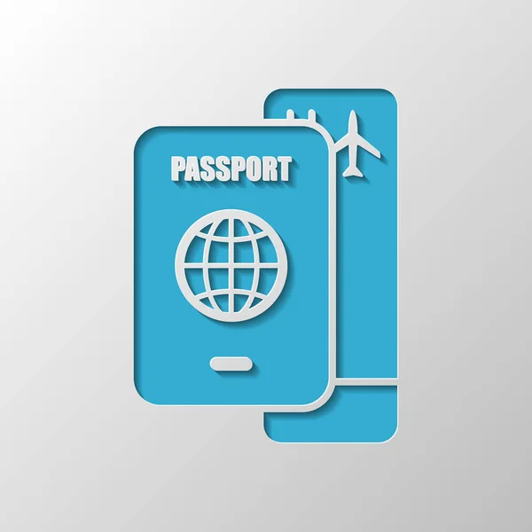 パスポート 搭乗券です 空気旅行の概念 紙のデザイン 影を刈り取らシンボル — ストックベクタ