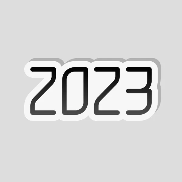 Иконка Номера 2023 Новым Годом Стикер Белой Каймой Простой Тенью — стоковый вектор