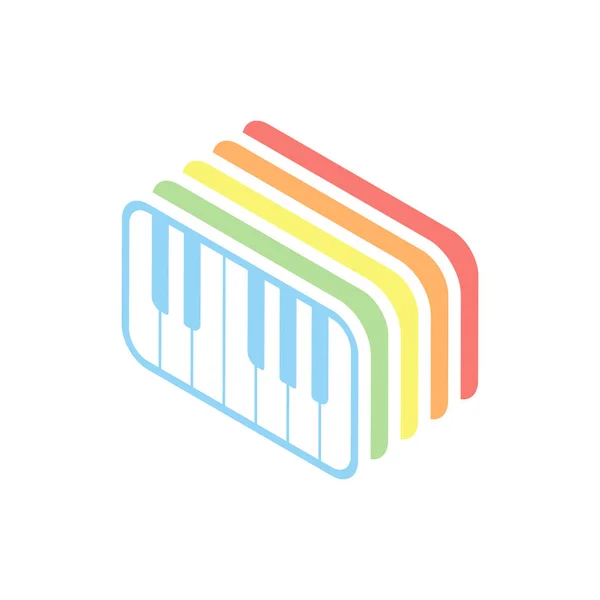 Icône Clavier Piano Empilement Icônes Isométriques Colorées Sur Fond Blanc — Image vectorielle