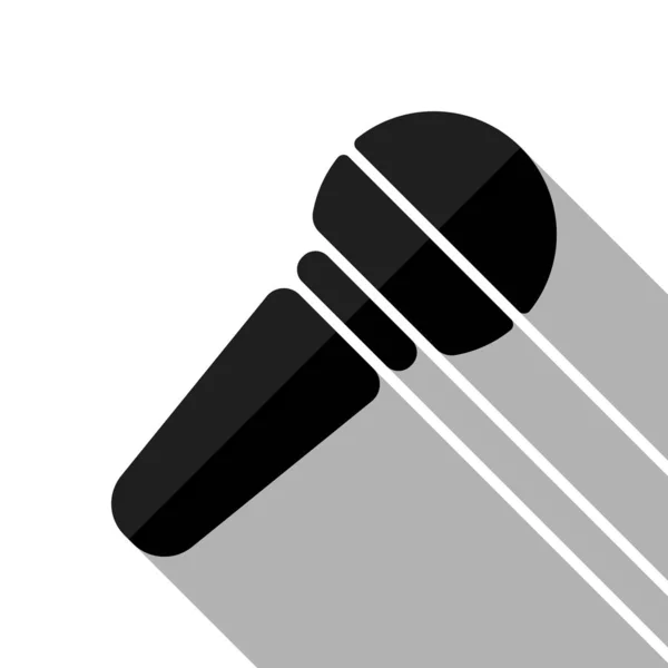 Icône Microphone Mains Objet Noir Avec Une Ombre Longue Sur — Image vectorielle