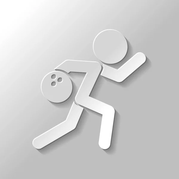 跑步的人保龄球图标背景为灰色阴影的纸张样式 — 图库矢量图片