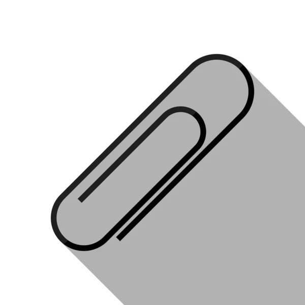 Büroklammersymbol Schwarzes Objekt Mit Langem Schatten Auf Weißem Hintergrund — Stockvektor