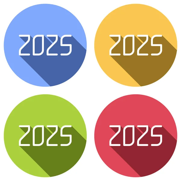 2025 Sayı Simgesi Yeni Yılınız Kutlu Olsun Mavi Turuncu Yeşil — Stok Vektör