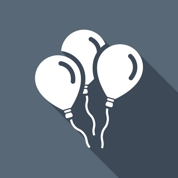 Balões Ícone Simples Sinal Celebração Ícone Plano Branco Com Sombra — Vetor de Stock