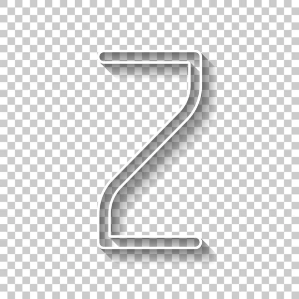 Číslo Číslo Dvě Bílý Obrys Symbol Stínem Průhledném Pozadí — Stockový vektor