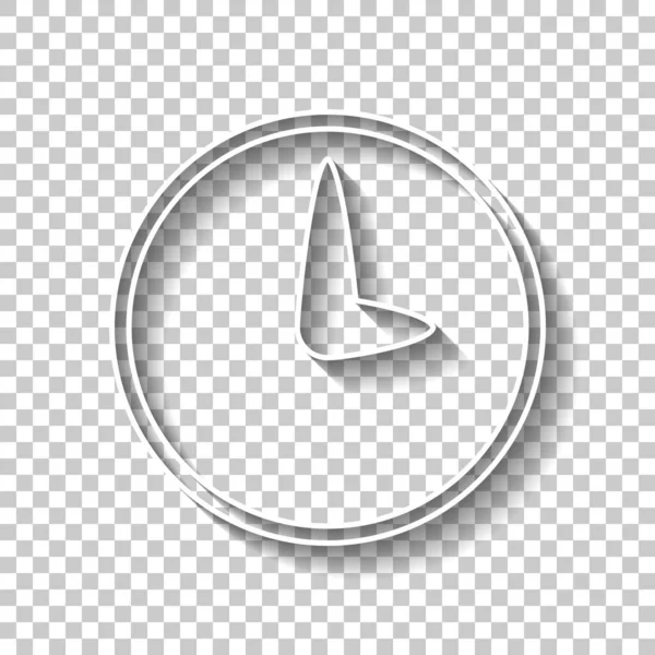 Простая Иконка Часов Знак Белого Контура Тенью Прозрачном Фоне — стоковый вектор