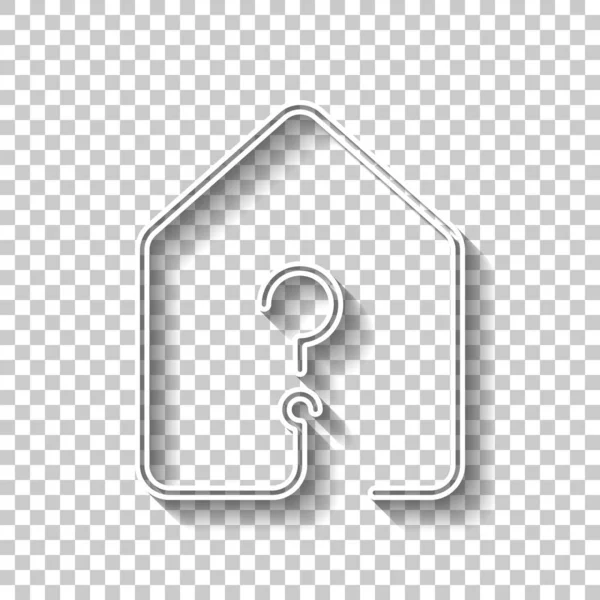 Σπίτι Εικονίδιο Ερωτηματικού Στυλ Γραμμής Λευκό Περίγραμμα Σημάδι Σκιάς Διαφανές — Διανυσματικό Αρχείο