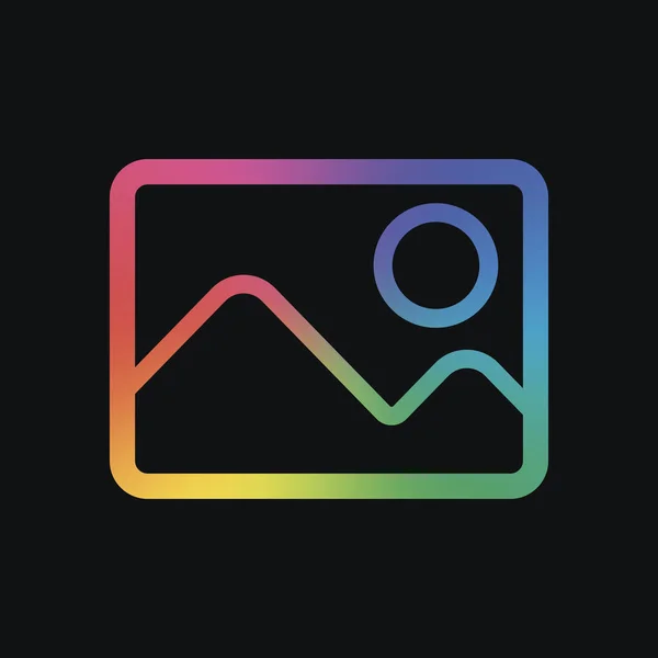 Afbeelding Met Paar Bergen Zon Eenvoudige Lineaire Pictogram Regenboog Kleur — Stockvector
