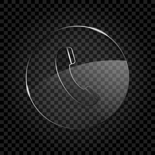 Icône Récepteur Téléphonique Icône Cercle Bulle Verre Sur Grille Transparente — Image vectorielle