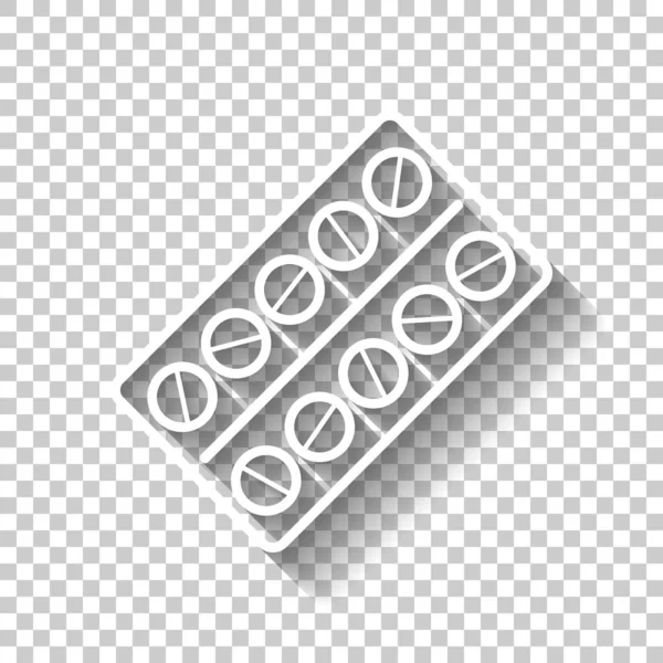 Pack Pills Icon Ícone Branco Com Sombra Fundo Transparente — Vetor de Stock