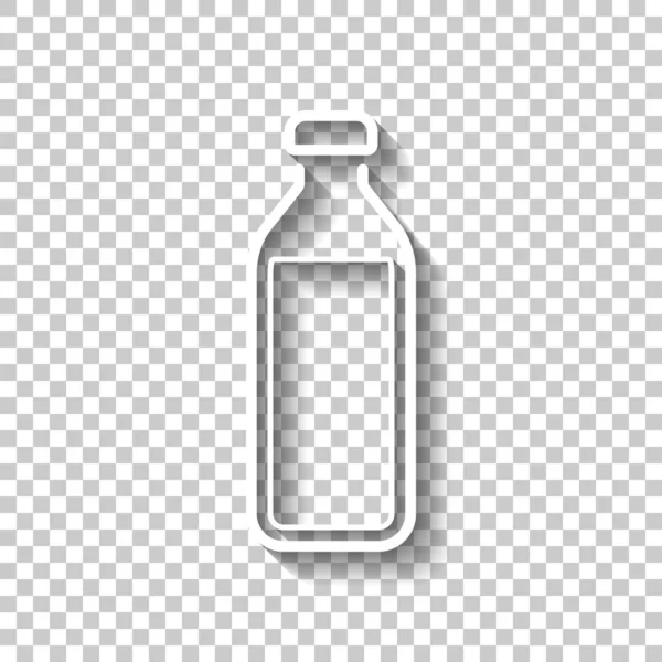 Wasserflasche Einfaches Symbol Weißes Umrissschild Mit Schatten Auf Transparentem Hintergrund — Stockvektor
