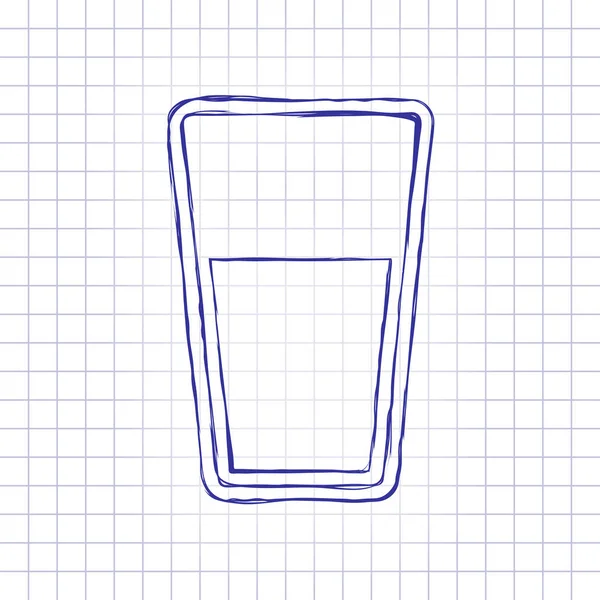 Vaso Agua Icono Cuadro Dibujado Mano Hoja Papel Tinta Azul — Archivo Imágenes Vectoriales