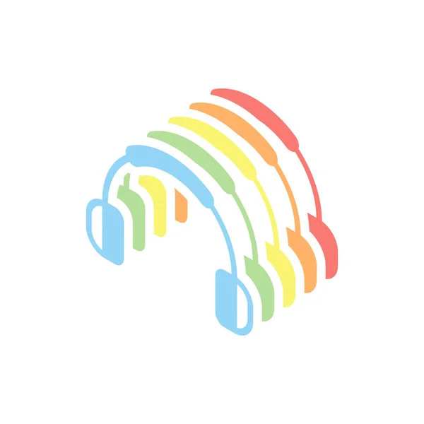 Hoofdtelefoons Muziek Volume Dempen Eenvoudige Pictogram Stapel Kleurrijke Isometrisch Icons — Stockvector