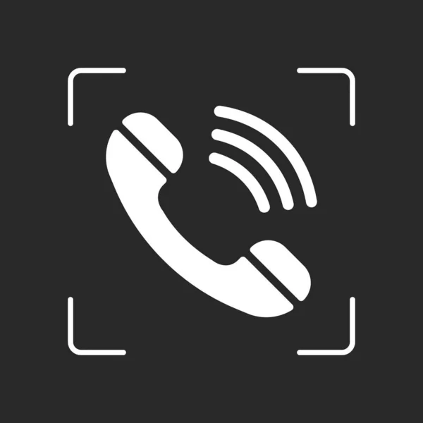 Иконка Телефона Ретро Символ Белый Объект Камере Автофокус Темном Фоне — стоковый вектор