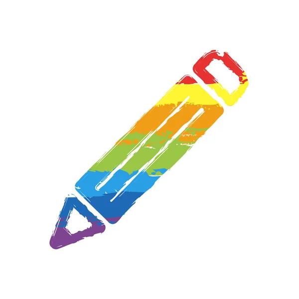 简单的铅笔符号 Lgbt 风格的绘图符号 七种颜色的彩虹 — 图库矢量图片