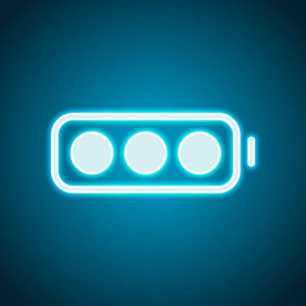 Jednoduchý Baterie Plné Úrovně Neon Styl Světelné Dekorace Ikona Jasný — Stockový vektor