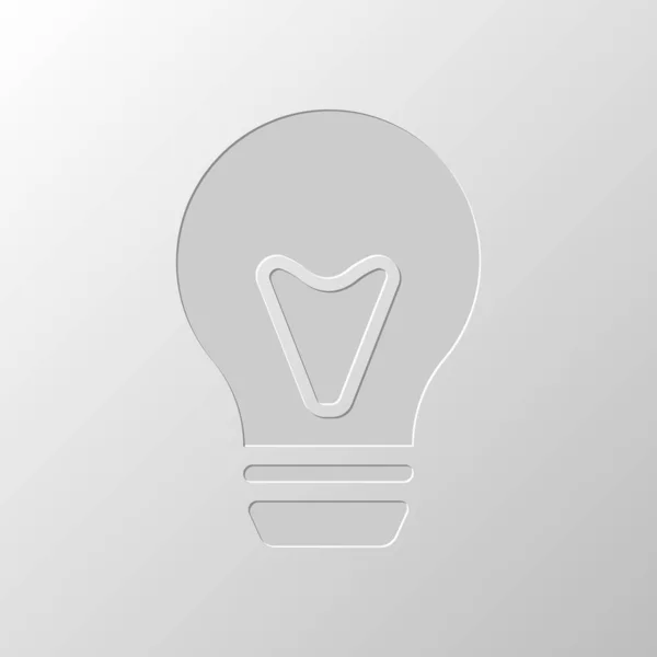 Lâmpada Ícone Simples Desenho Papel Símbolo Cortado Estilo Pitted — Vetor de Stock