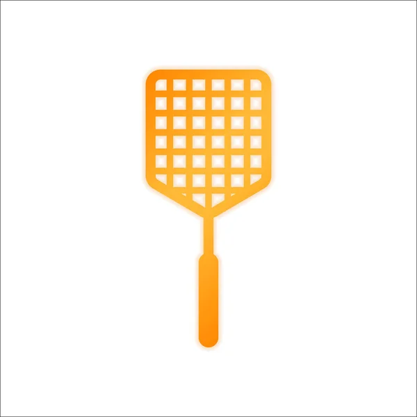 Fly Swatter Icon Orange Sign Low Light White Background — Stock Vector