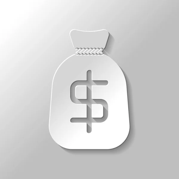 Сумка Долларом Полная Икона Мешка Денег Бумажный Стиль Тенью Сером — стоковый вектор