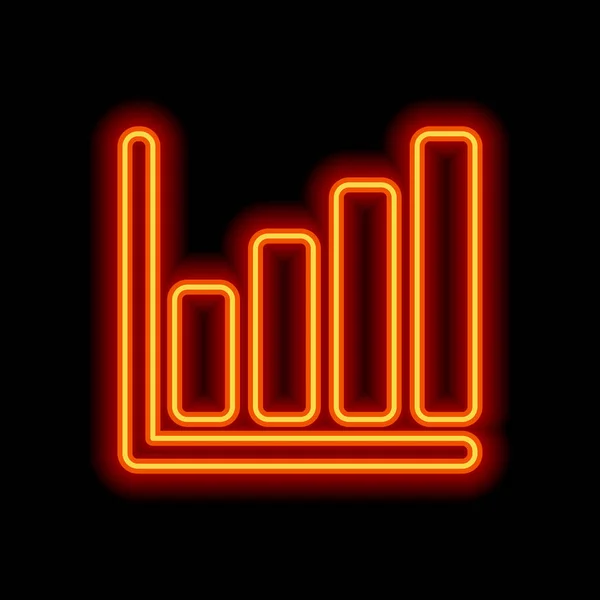 Büyüyen Grafik Hat Simgesi Siyah Arka Plan Üzerine Portakal Neon — Stok Vektör