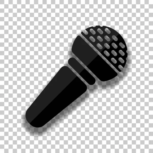 Icône Microphone Mains Icône Verre Noir Avec Ombre Douce Sur — Image vectorielle
