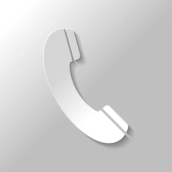 Icône Récepteur Téléphonique Style Papier Avec Ombre Sur Fond Gris — Image vectorielle