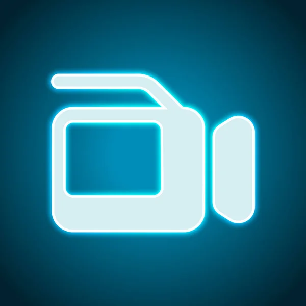 Videokamera Mit Bildschirm Neon Stil Lichtdekoration Ikone Helles Elektrisches Symbol — Stockvektor