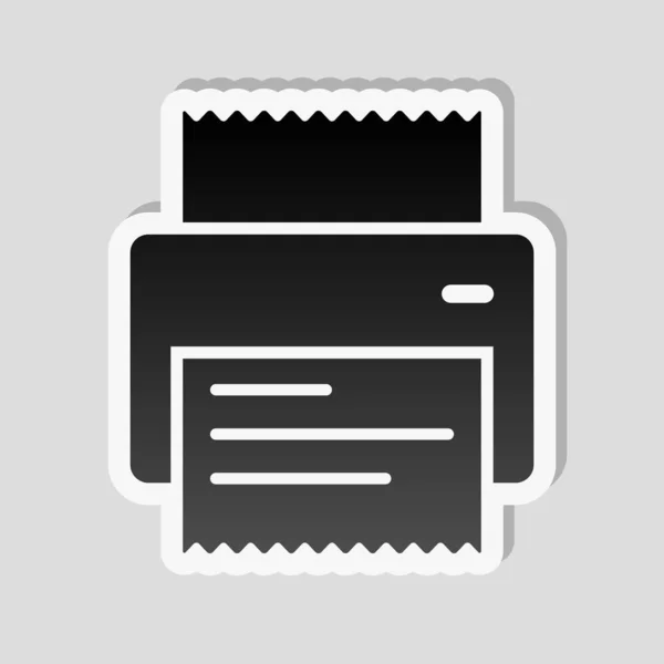 プリンター 領収書 シンプルなアイコン 白枠と灰色の背景に簡単な影のステッカー スタイル — ストックベクタ