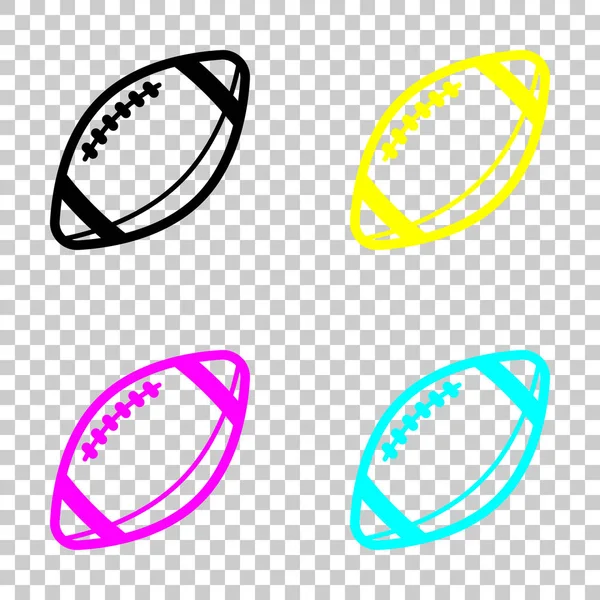 American Football Logo Simple Rugby Ball Icon Colored Set Cmyk — Stock Vector